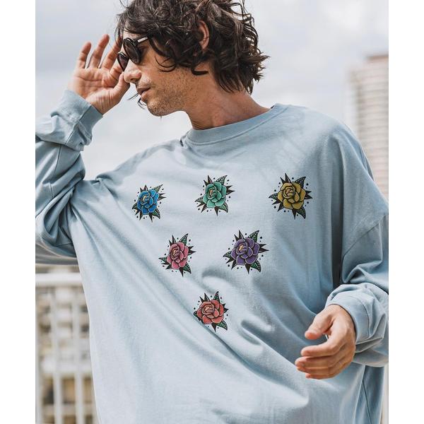 tシャツ mlt4925- RoseタトゥープリントロンT メンズ