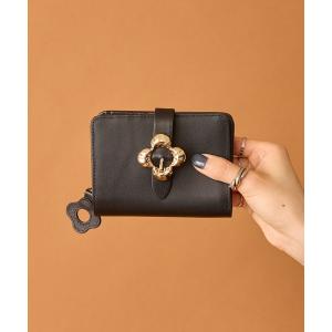 財布 「HASHIBAMI」フラワーバックル 二つ折りウォレット レディース