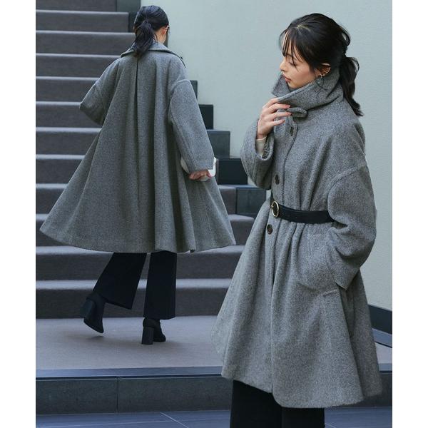 コート アウター ボア オーバーサイズ フレアコート ｜ ふわふわ もこもこ ビッグカラー ビッグシ...