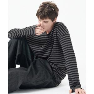 tシャツ ワンポイント刺繍レイヤードサムホールボーダーロングスリーブTシャツ メンズ レディース