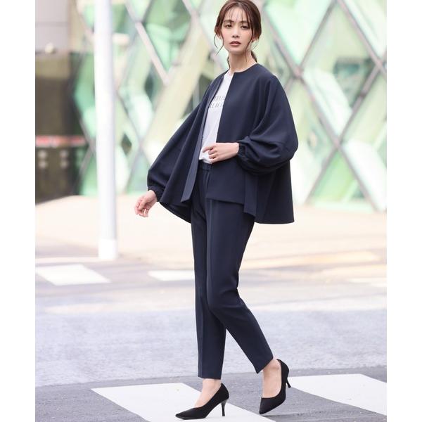 セットアップ ランタンスリーブノーカラージャケット テーパードパンツ セットアップ スーツ フォーマ...