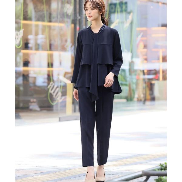 セットアップ ボウタイティアードブラウス テーパードパンツ セットアップ スーツ フォーマル セレモ...