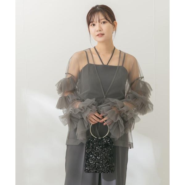 セットアップ チュールブラウス×オールインワン レディース