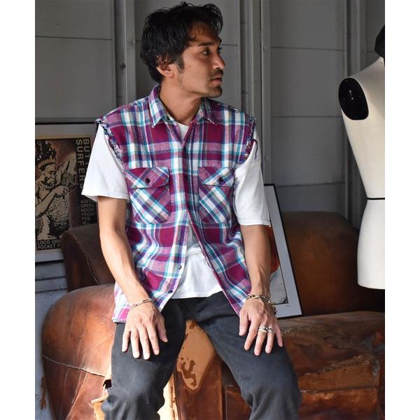 シャツ 「ヴィンテージ古着」90's FIVE BROTHER カットオフ ライニングネルシャツ メ...