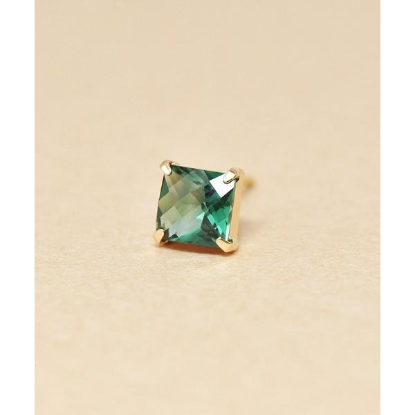 ピアス 「 Solo Pierce」「 推しカラー」K18・K10 グリーンクォーツ スクエアハーフ...