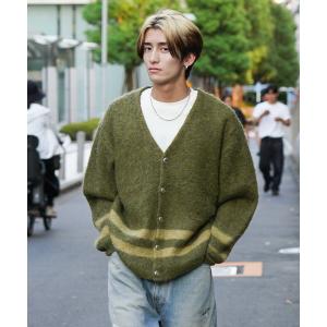 カーディガン TOWNCRAFT / タウンクラフト VINTAGE MOHAIR STRIPE CARDIGAN ウールモヘア シャギーカーディガン