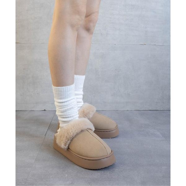 スリッポン スリングバックムートンサンダル レディース