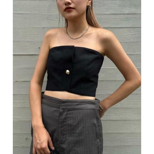 チューブトップ ベアトップ rokh BUTTON DETAILED TUBE TOP R24SF0...
