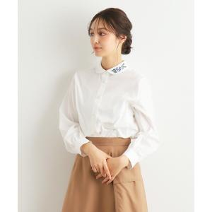 ブラウス シャツ 「襟刺繍」ラウンドカラーブラウス レディース