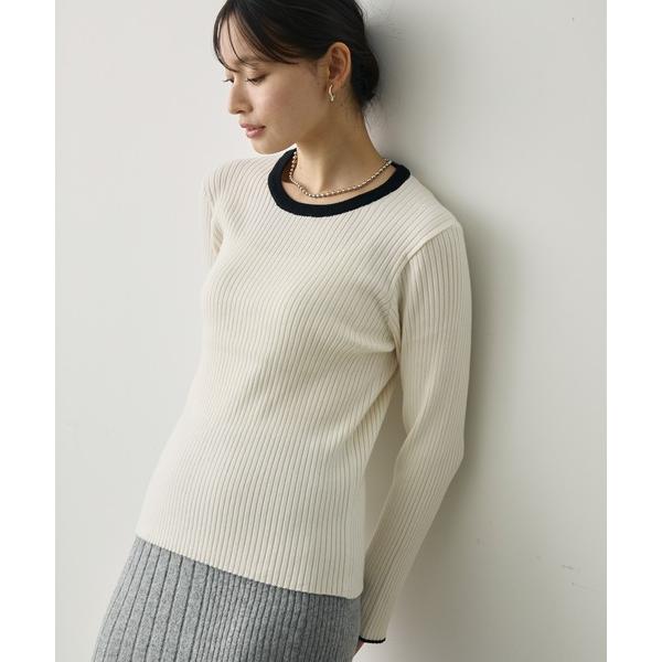 ニット セーター 「４色展開M/Lサイズ」洗える クルーネックリブニット レディース