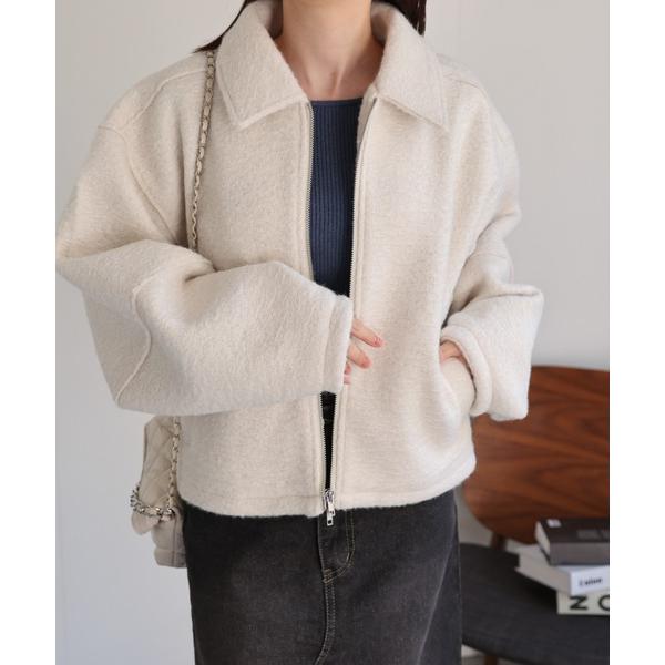 ブルゾン アウター ブークレステンカラー ダブルジップブルゾン/ジャケット レディース