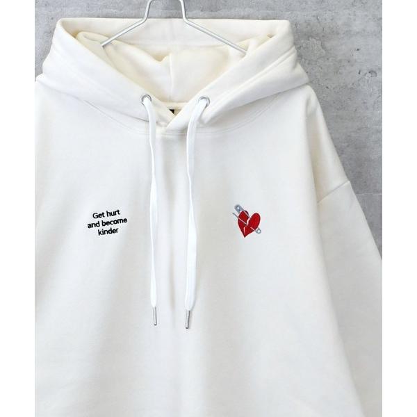 パーカー message embroidery sweat hoodie/メッセージ刺繍 スウェット...