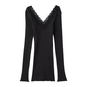 インナーシャツ 肌着 「綿100％／オーガニックコットン！よく伸びるリブ生地がソフトにフィット」オーガニックコットン長袖（ワキ汗パッド付き） レディー