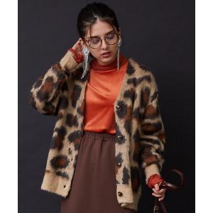 カーディガン シャギーレオパードジャガードカーディガン レディース