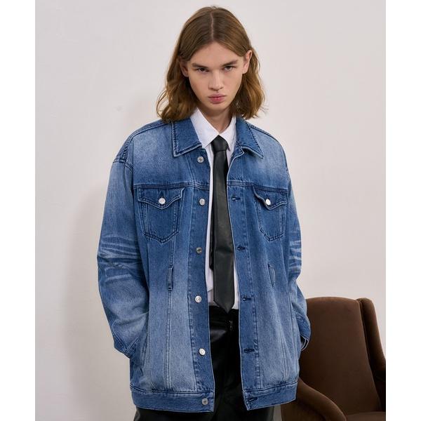 デニムジャケット gジャン 「BLAYMORE」 Washed Denim Belted Jacke...