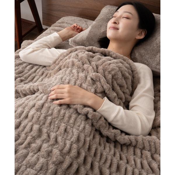 ブランケット ＋2℃ 吸湿発熱 くしゅくしゅ毛布「エムールヒート」 /シングル 「静電気防止加工」