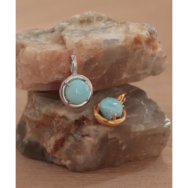 チャーム flavor ラリマー　ラウンドカボション　チャーム　silver925 レディース