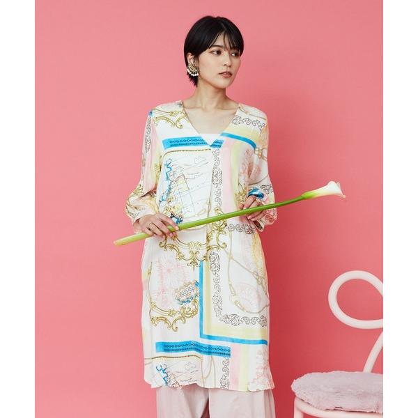 ブラウス シャツ スカーフプリントチュニック レディース