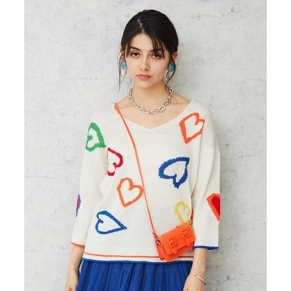 ニット セーター ハートモチーフジャガードニット レディース