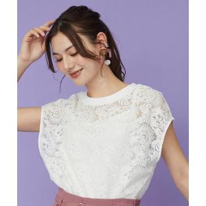 ブラウス シャツ 「JETSET SOLO PLUS」フラワーコードレース フレンチスリーブブラウス レディース