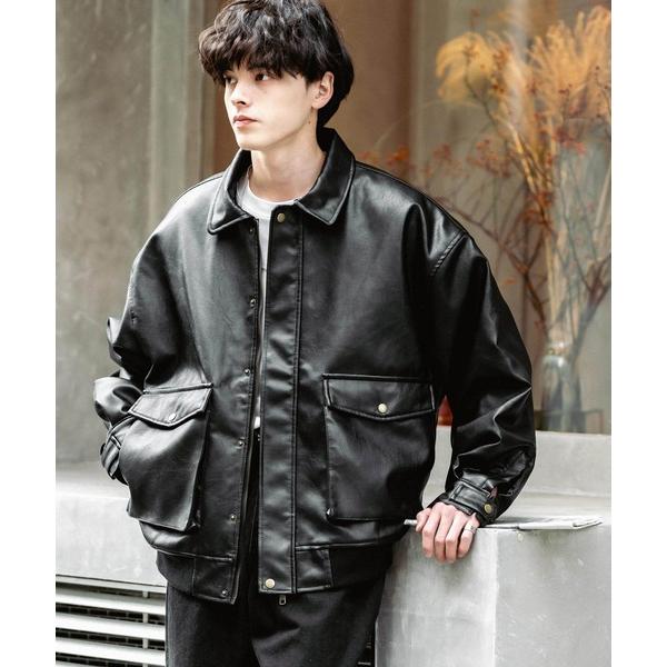 革ジャン ライダース オーバーサイズPUレザー A-2型中綿フライトブルゾン メンズ レディース