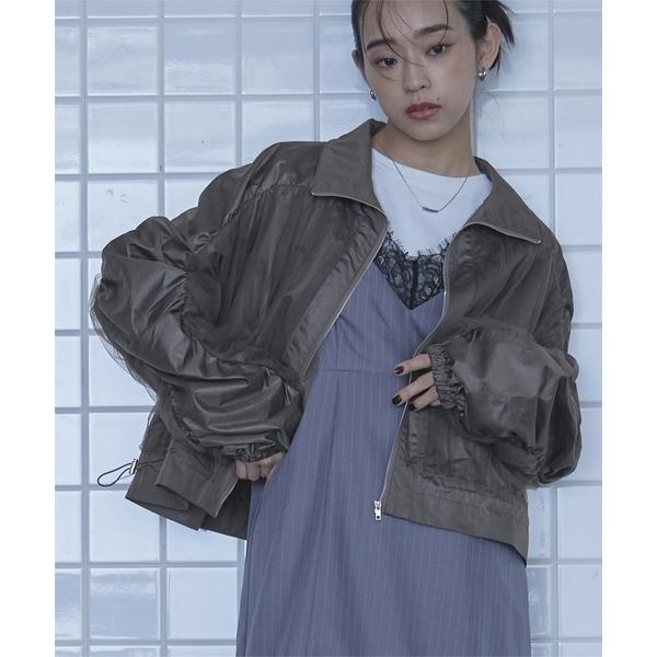 ブルゾン アウター チュールドッキングシャーリングショートブルゾン レディース