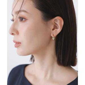 HERMES オランプPM フープ ピアス メッキ レザー シルバー