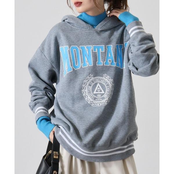 パーカー Logo print line rib sweat hoodie / ロゴプリント ライン...