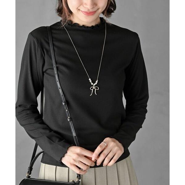 tシャツ 起毛リブＷハイネックカットソー レディース