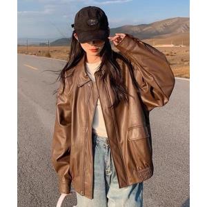 革ジャン ライダース ヴィンテージライク オーバーサイズ PUレザージャケット メンズ レディース