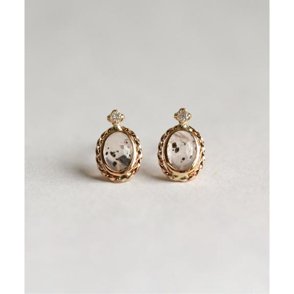 ピアス ドッティドピンククォーツ / ダイヤモンド ピアス | K10YG レディース