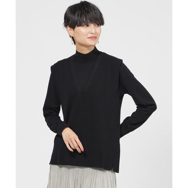 ベスト ジレ 「STORY掲載」「カタログ掲載品」「ウォッシャブル」ハイゲージカラーVネックニットベ...