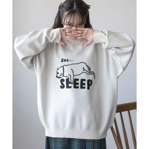 セーター ニット 「UNISEX」「wakazoo/ワカズー」コラボ/イラストクルーネックニット メンズ