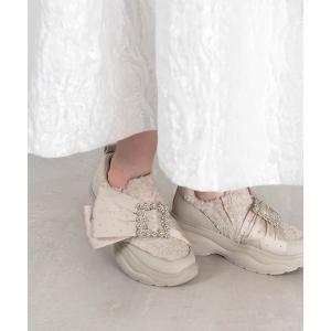 スニーカー ビッグリボンボリュームソールスニーカー レディース