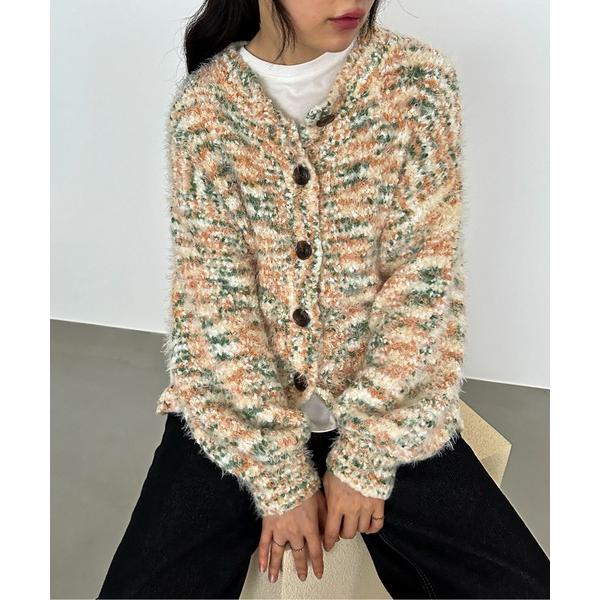 カーディガン 「ハンドウォッシャブル」MIXネップクルーカーディガン レディース