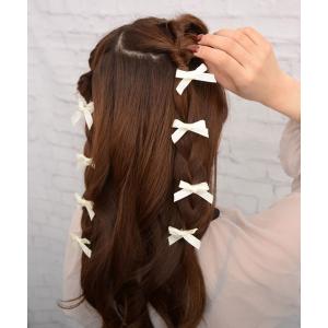ヘアクリップ 「float」ミニリボン ミニヘアクリップ「8個セット/9色展開/イベント/発表会/ヘアアレンジ」