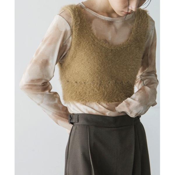 ベスト ジレ フェザーヤーン ニットビスチェ レディース