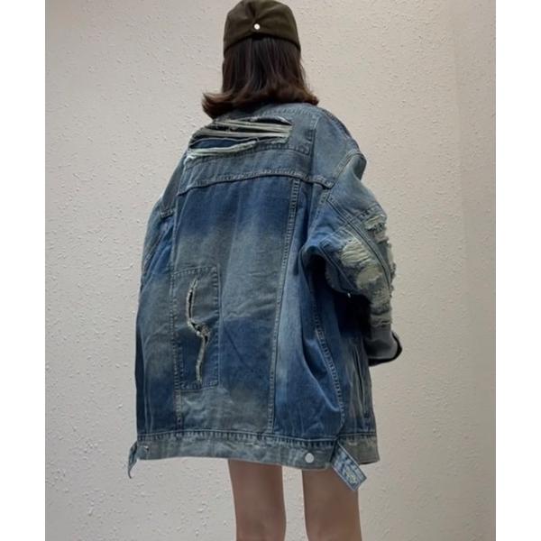 デニムジャケット gジャン 「ユニセックス」ダメージ加工 デニムジャケット/Gジャン レディース メ...