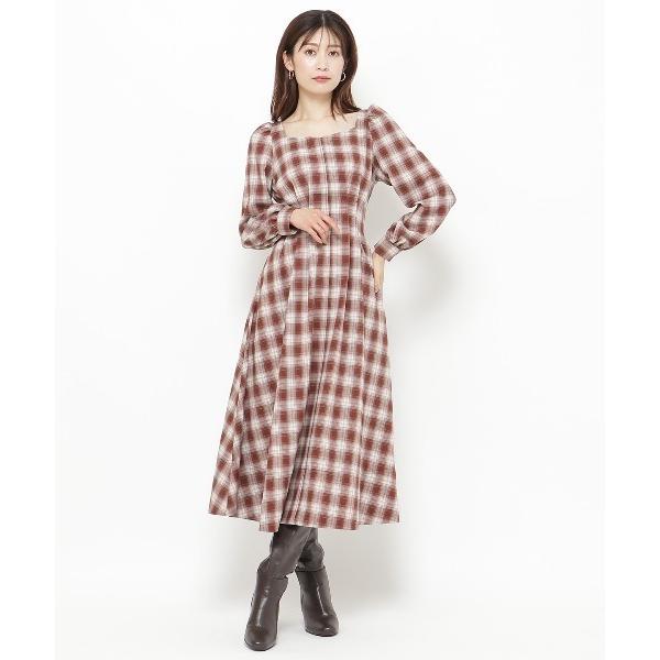 ワンピース チェックウエストタックワンピース