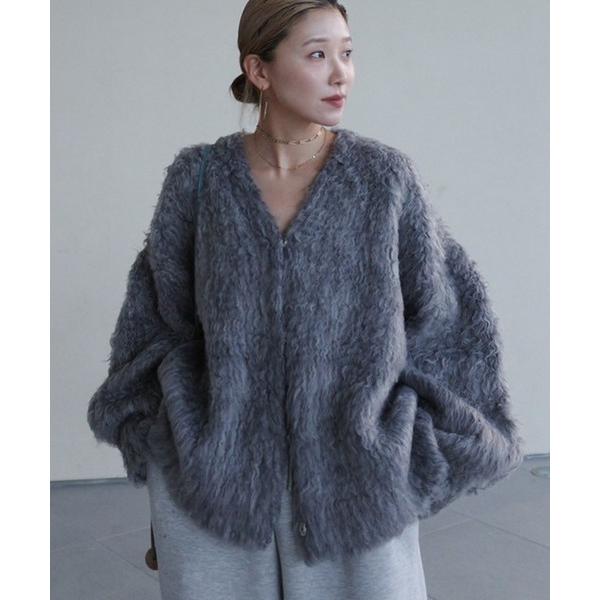 カーディガン 「hideka select」シャギーニットルーズVネックカーディガン / エアリー ...