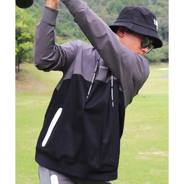 パーカー (RM)「LUXE/R GOLF」ストレッチ ブロード バイカラー フード プルオーバー ...