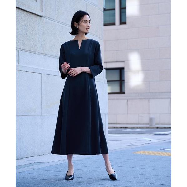 ワンピース ボンディングキーネックウエストシェイプワンピース