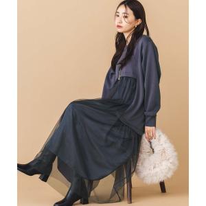 ワンピース ダンボール×チュール切替ワンピース