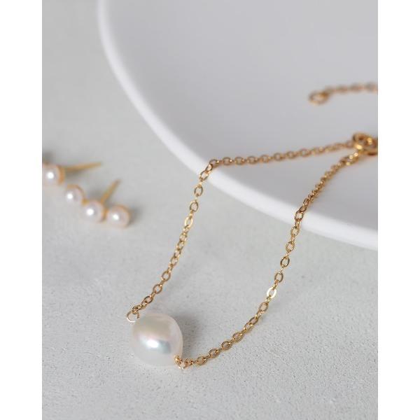 ブレスレット 一粒天然バロックパールブレスレット レディース