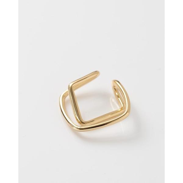 イヤーカフ ダブルラインスクエアモチーフイヤーカフ レディース