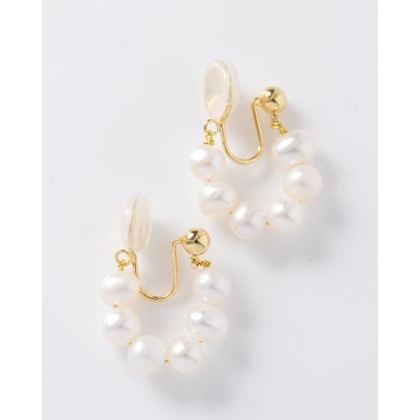 イヤリング 6連淡水パールイヤリング レディース