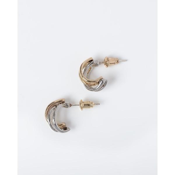 ピアス バイカラーニュアンスクロスフープピアス レディース