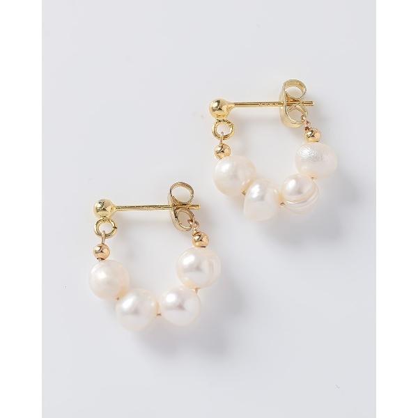 ピアス 淡水バロックパール4連フープピアス レディース