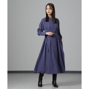 シャツワンピース モダールピーチベルト付きワンピース
