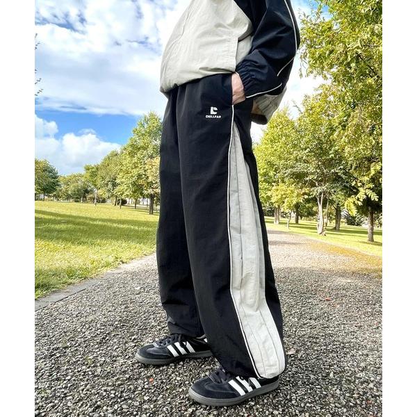 ワイドパンツ パンツ サイドジップ切り替えナイロンパンツ / セットアップ着用可 レディース